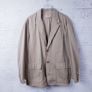 Vintage J.CREW Canvas Blazer Beige 2 Button Cotton Long Sleeve Casual Jacket XL